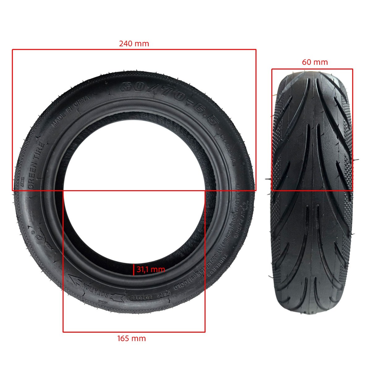 Neumático 60/70-6,5 Tubeless para Ninebot E2 Pro [Yuanxing] - RuedaQrueda